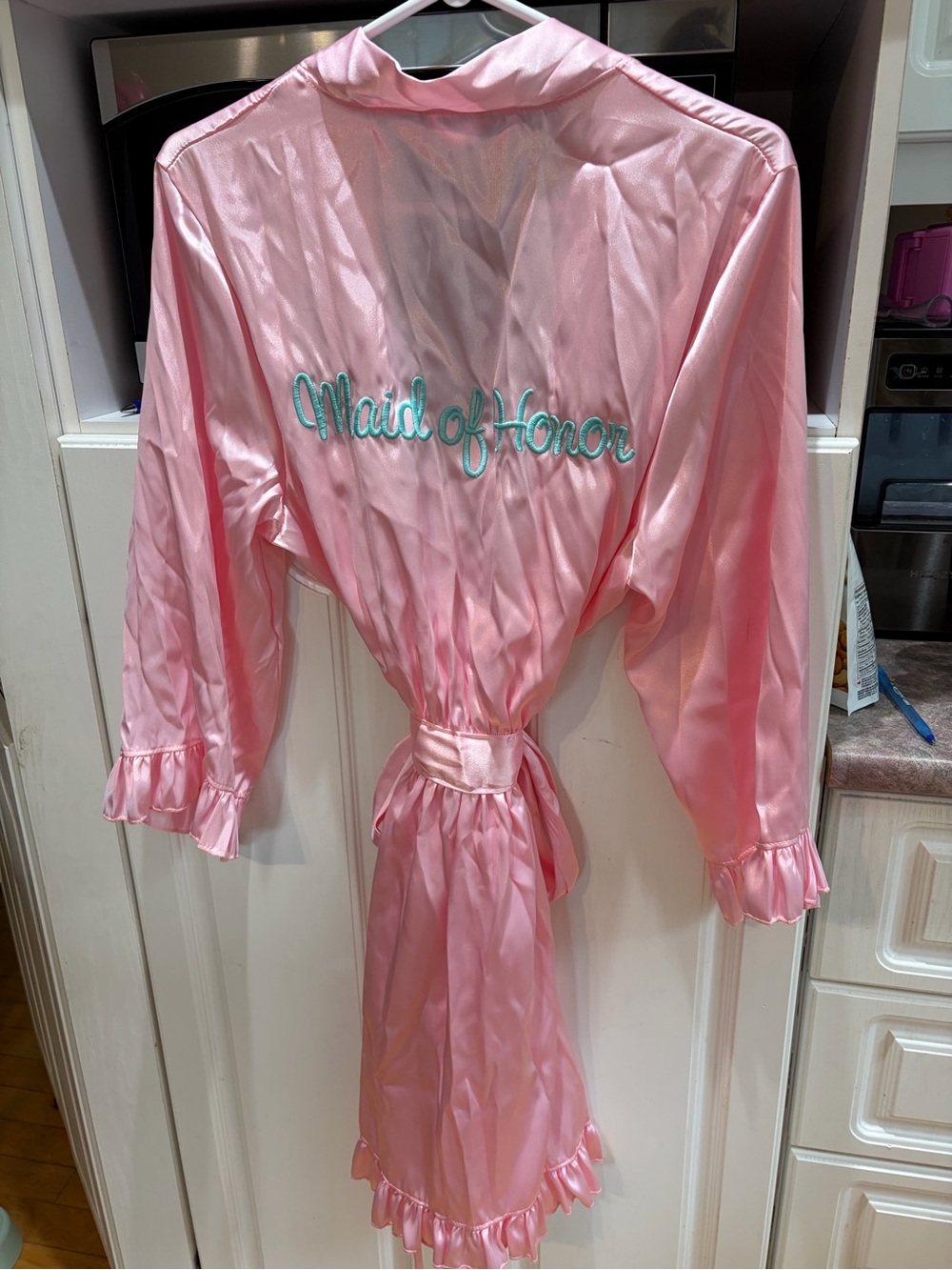 Maid of Honor Pink Satin Robe and matching pyjamas - Size XL